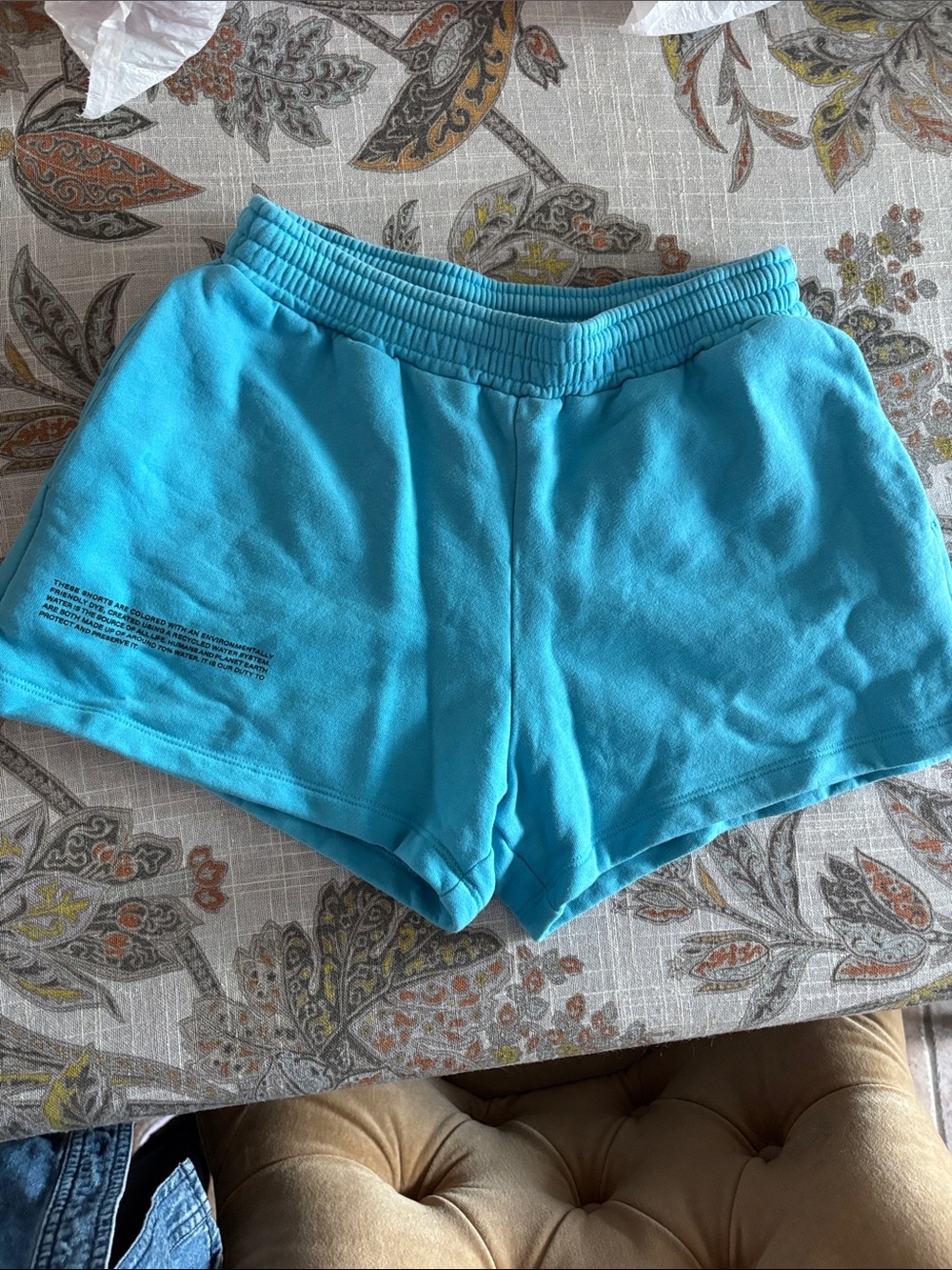 Pangaia Ladies Bright Aqua Athletic Lounge Shorts-S - Picture 4 of 7